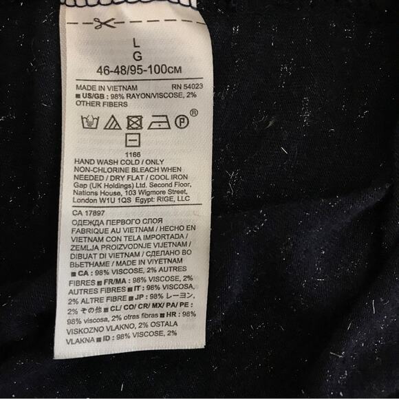 Banana Republic Navy Blue & Sliver Tee Shirt Long Sleeved Scoop Neck - Picture 4 of 5